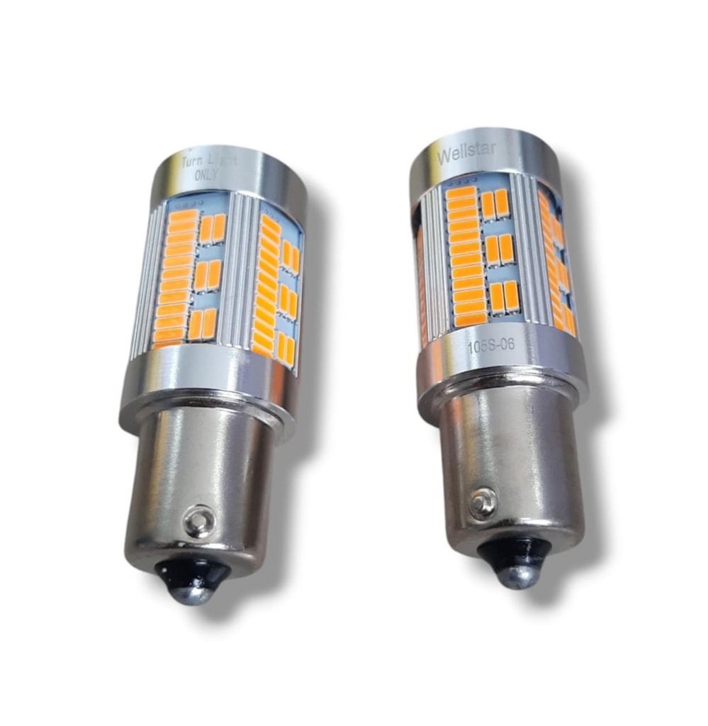 PAR BOMBILLO UN CONTACTO GRANDE LED BAU15 NARANJA