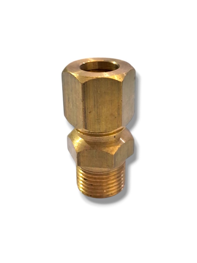 CONEXION BRONCE COMPRESION x ROSCA  MILIMETRICA 12mm. x 18mm.