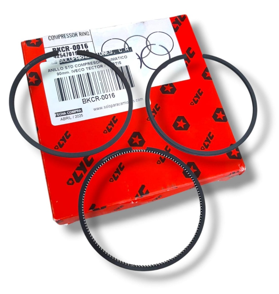 ANILLO STD COMPRESOR NEUMATICO 92mm. IVECO TECTOR / VERTIS