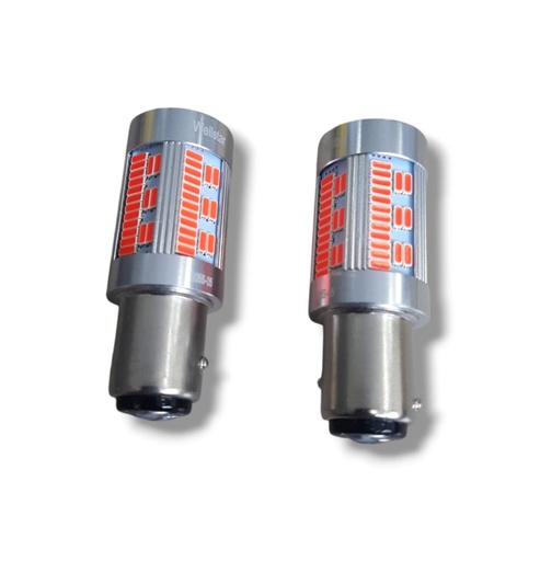 [1157-R] PAR BOMBILLO DOS CONTACTO GRANDE LED 1157 ROJO