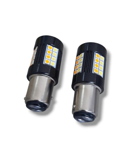 [1157-WO] PAR BOMBILLO DOS CONTACTO GRANDE LED 1157 DOS TONOS BLANCO Y NARANJA