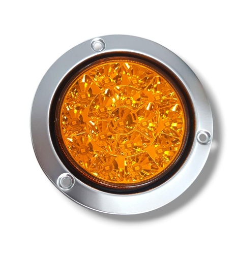 [SD-2015S-AM] FARO STOP REDONDO LED AMARILLO 12V/24V ARO CROMADO